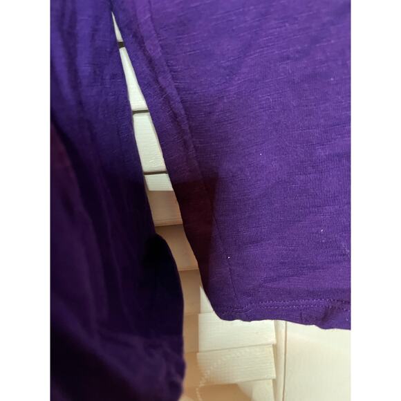 Coldwater Creek purple beaded neckline 100% cotton‎ knit top M Perfect Classy - Picture 3 of 5